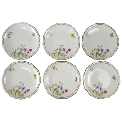 6er Set Glasuntersetzer Winterling Röslau Blumendekor Schmetterling D 10,6 cm