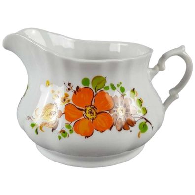 Sauciere Kronester Bavaria Retro bunte Blumen Wellenrelief H 8,8 cm