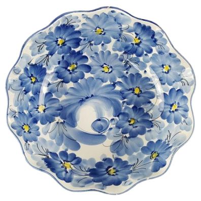 Ceramiche Giulianelli Dipinto A Mano Blaue Blumendekor D 26,4 cm H 7,4 cm