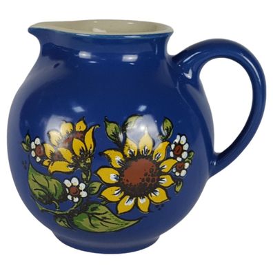 MR Marzi & Remy Krug Vase Keramik blau Blumenmuster 1,85 L