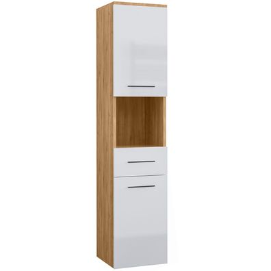 Badezimmer-Hochschrank LUPO LP1 artisan eiche / weiß hochglanz