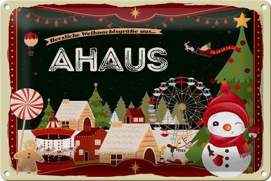 Blechschild Weihnachten Grüße aus AHAUS Schild 30x20cm