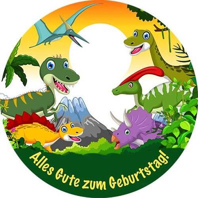 Tortenbild Dinosaurier Rund