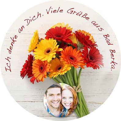 Tortenbild "Liebe Grüße" Rund