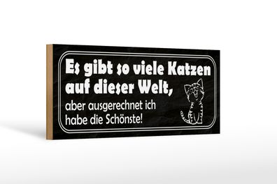 Holzschild Spruch 27x10cm es gibt so viele Katzen auf Welt ich habe die Schönste