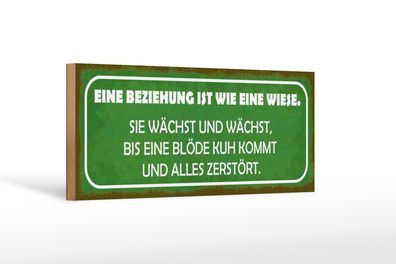 Holzschild Spruch 27x10cm Beziehung ist wie eine Wiese