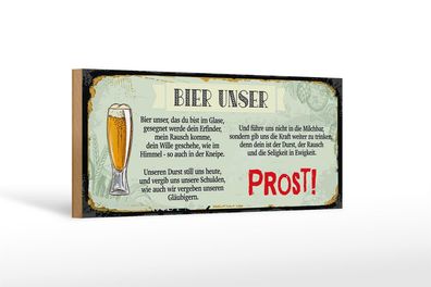 Holzschild Spruch 27x10cm Bier Unser Prost Schild