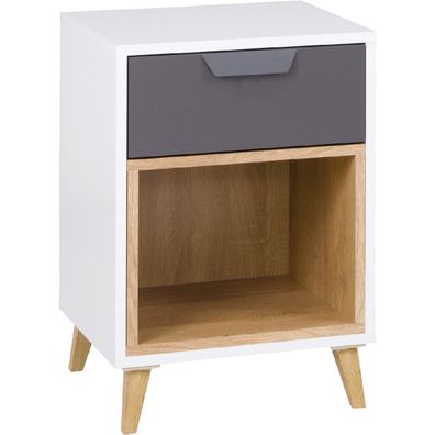 Nachttisch JOKI JK11 weiß / graphit / grau