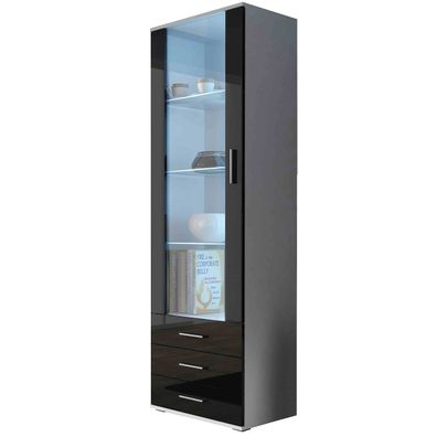 Vitrine SINDI SH1B weiß / schwarz hochglanz