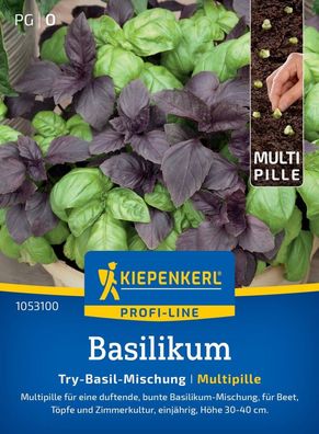 Basilikum Try-Basil Mischung, Multipille, für Beet, Töpfe und Zimmerkultur