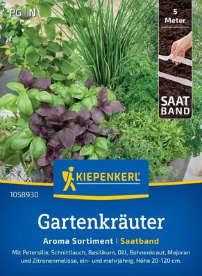 Gartenkräuter Aroma Sortiment, Saatband, verschiedene Sorten, ein- und