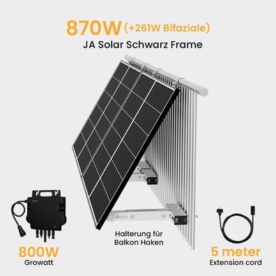 870W/800W Balkonkraftwerk Bifazial PV Module mit Balkon Halterung PV Solaranlage