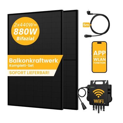 880W Balkonkraftwerk Bifazial Solarmodul 800W Growatt Wechselrichter Solaranlage