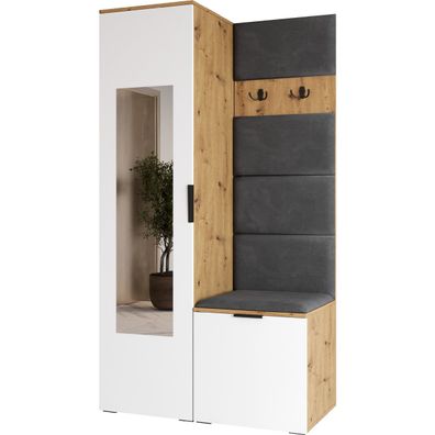 Garderobe mit Spiegel NELLI 1 artisan eiche / weiß rechts