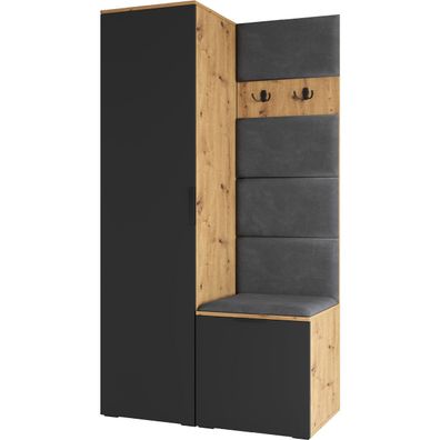 Garderobe NELLI 1 artisan eiche / schwarz rechts