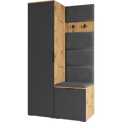 Garderobe NELLI 1 artisan eiche / grau rechts