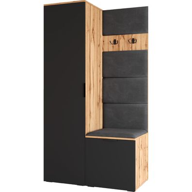 Garderobe NELLI 1 wotan eiche / schwarz rechts