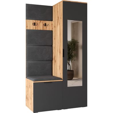 Garderobe mit Spiegel NELLI 1 wotan eiche / grau links