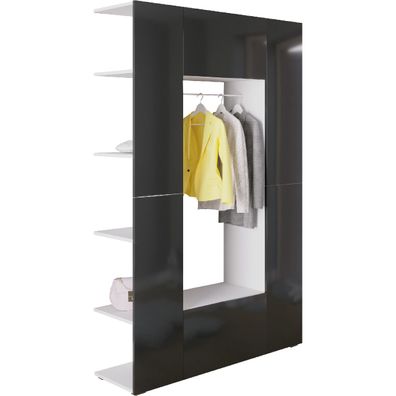 Garderobe CUBE weiß / schwarz hochglanz