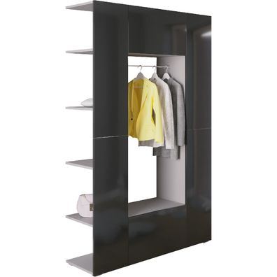 Garderobe CUBE grau / schwarz hochglanz