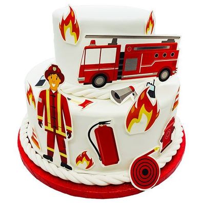 Fondant Kuchen-Tattoo - Feuerwehr