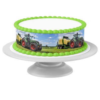 Tortenband Traktor essbar - 4 Stück á 24cm x 5cm