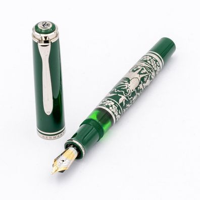 Pelikan Hunting Limited Edition 25xx/3000 Füller 18K M 925 Silber Grün