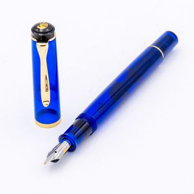 Pelikan Füller M400 B Vergoldet Skelett Blau Transparent