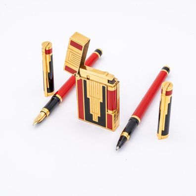 S.T. Dupont Limited Edition Art Deco 1996 SET Füller Rollerball Feuerzeug Rare S