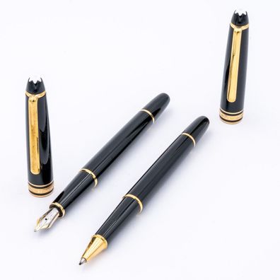 Montblanc SET Meisterstück 144 + 163 Classique Füller + Rollberall 14K M Schwar