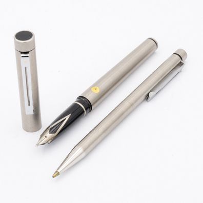 Sheaffer Set Targa 1001 Füller B Feder Kugelschreiber Silber Edelstahl