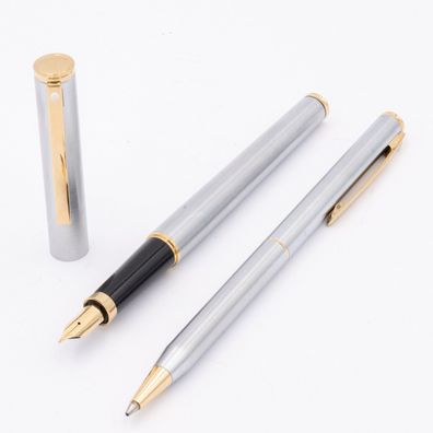 Sheaffer Fashion II Set Füller M Kugelschreiber Edelstahl Gold Silber NOS