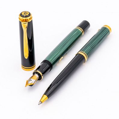 Pelikan Souverän Set Kugelschreiber K800 Füller M800 18K M Grün Schwarz