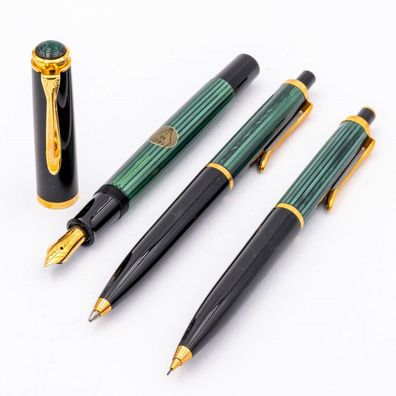 Pelikan Set Kugelschreiber K400 M400 Füller 14K M D400 Druck-Bleistift Grün Old