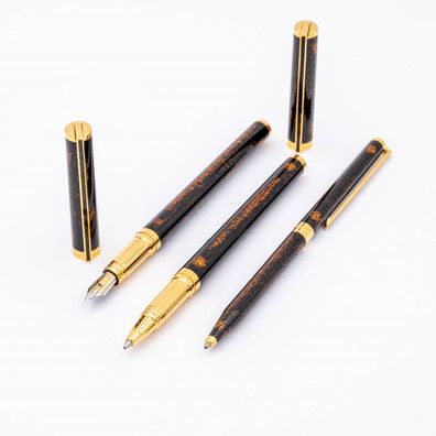 S.T. Dupont Classic China-Lack Gold Dust SET Füller Rollerball Kugelschreiber La