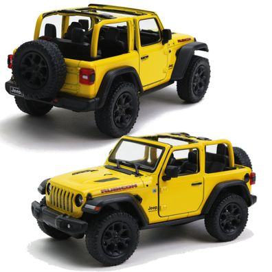 Jeep Wrangler Rubicon 2018 Modellauto 13cm Offroad Geländewagen offen 1:34 gelb