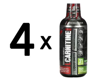 4 x L-Carnitine 3000, Green Apple - 473 ml