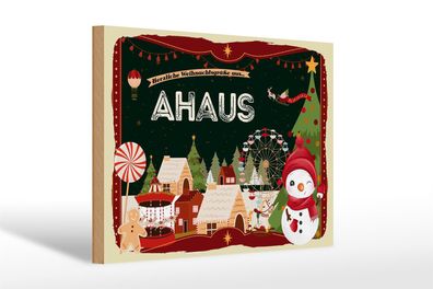 Holzschild Weihnachten Grüße aus AHAUS Schild 30x20cm