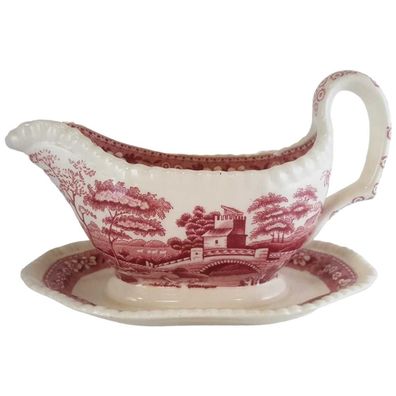 Sauciere H 12 L 18,5 B 12,3 Spode Copeland Pink Tower Keramik