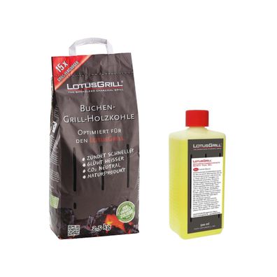LotusGrill Anzündset Nr.8 - 1x Holzkohle 2,5kg & 1x Brennpaste !500ml!