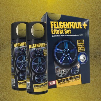 mibenco Felgenfolie Effekt Set, 71000028 Metallic Gold, 2 Dosen a 400ml