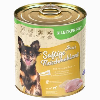 6 - 18 Stk. Lecker. Pet® Josie's Saftige Fleischmahlzeit Sensitiv mit Pute & Reis