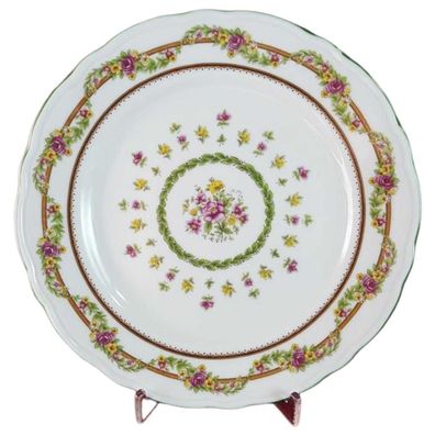 6er Set Kuchenteller Dessertteller Schaller bunte Blumendekor mit Grünrand