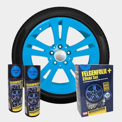 mibenco 71005049 Felgenfolie + Effekt Set neon-blau, 2x 400ml