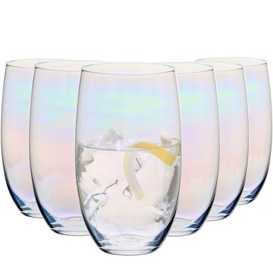 Krosno Rainbow Gläser für Wasser Säfte Getränke | Set 6 | 510 ml | Handwäsche