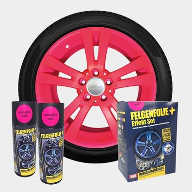 mibenco 71004028 Felgenfolie + Effekt Set neon-pink, 2x 400 ml