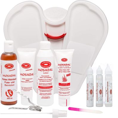 Mosadal SUPER SET 10 tlg - Fußwanne, Lotion, Urea, Aloe Vera, Rotes Weinlaub,