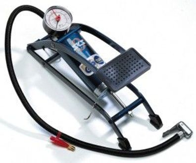 Fußtretpumpe SKS Picco blau, mit Manometer AV/DV/SV/Camping