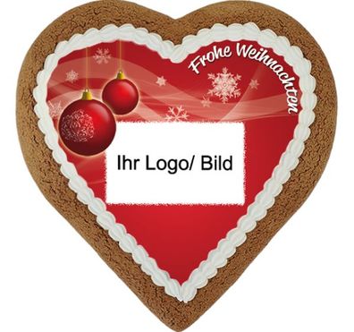 Lebkuchenherz Maxi - Motiv rote Kugeln