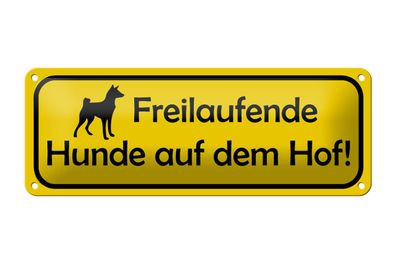 Blechschild Warnung 27x10cm Vorsicht freilaufende Hunde